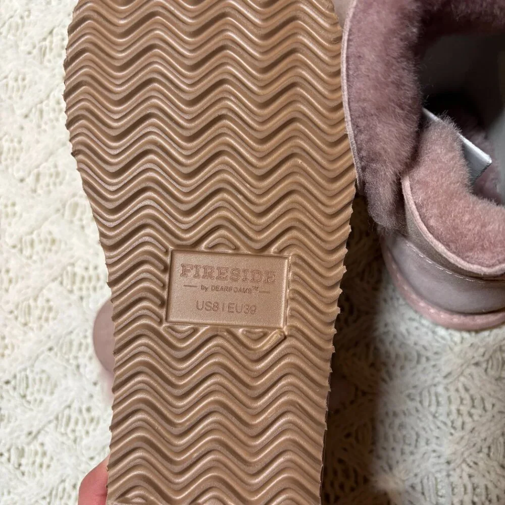 Fireside Shearling Lined Suede Mini Boots Pink Cozy Winter –‎ Size 8